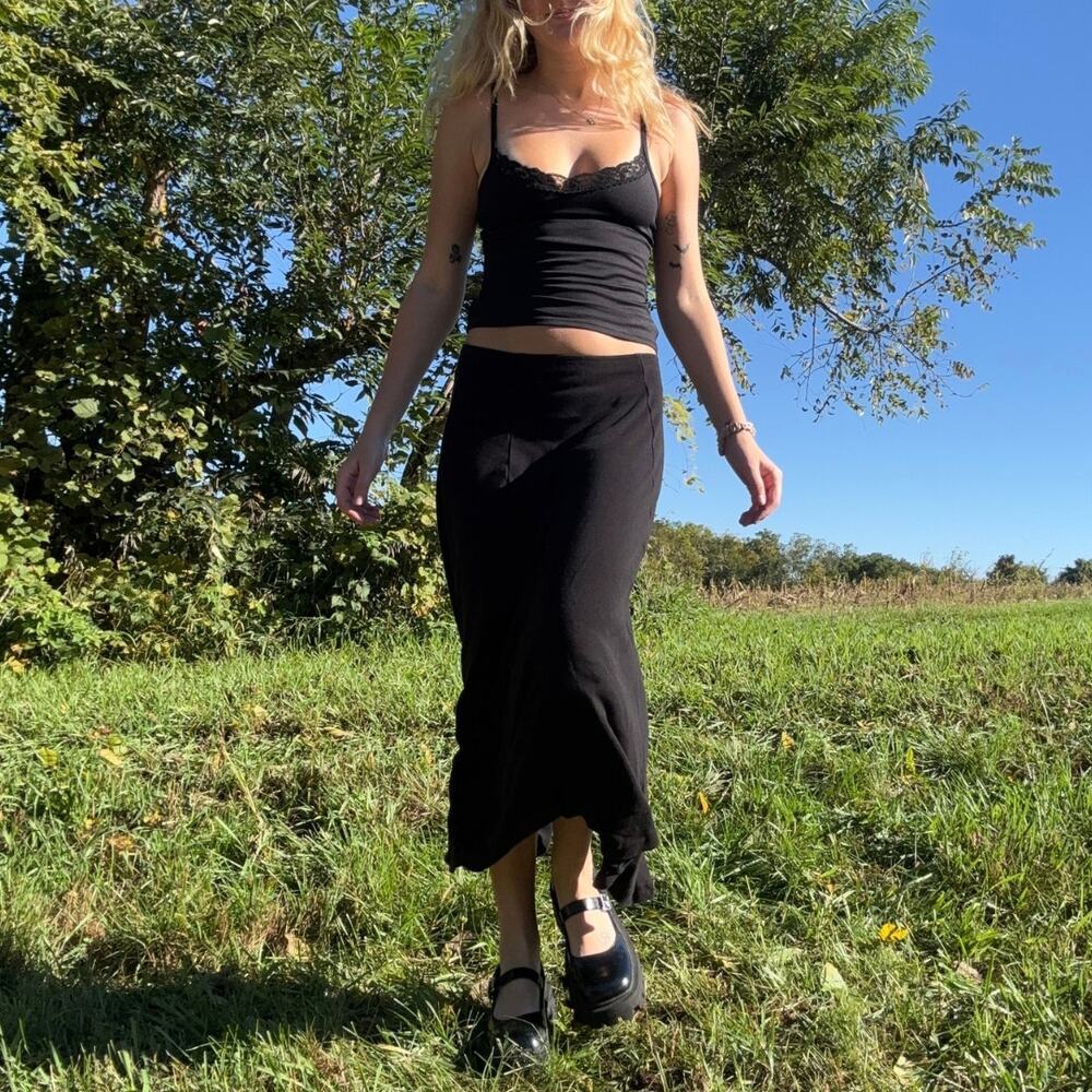 Vintage 90s The Territory Ahead Black Maxi Skirt Petite Small Whimsigoth Goth